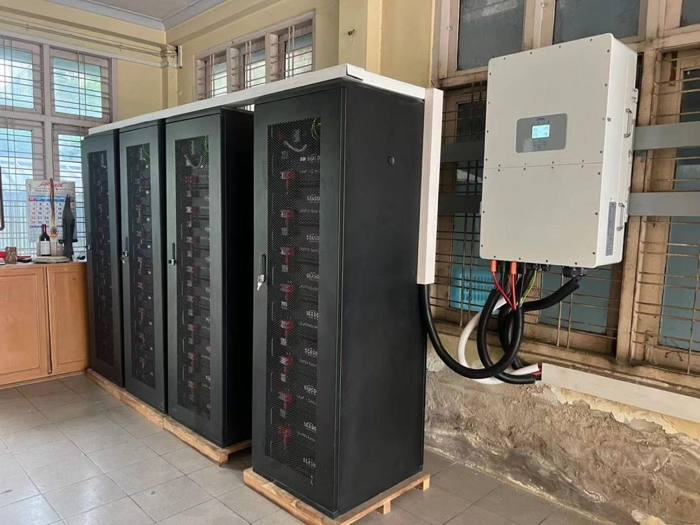 Battery energy storage cabinets and inverter installed indoors