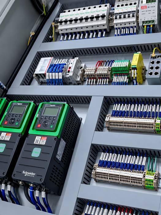 Schneider Electric variable frequency drive control panel, close detail
