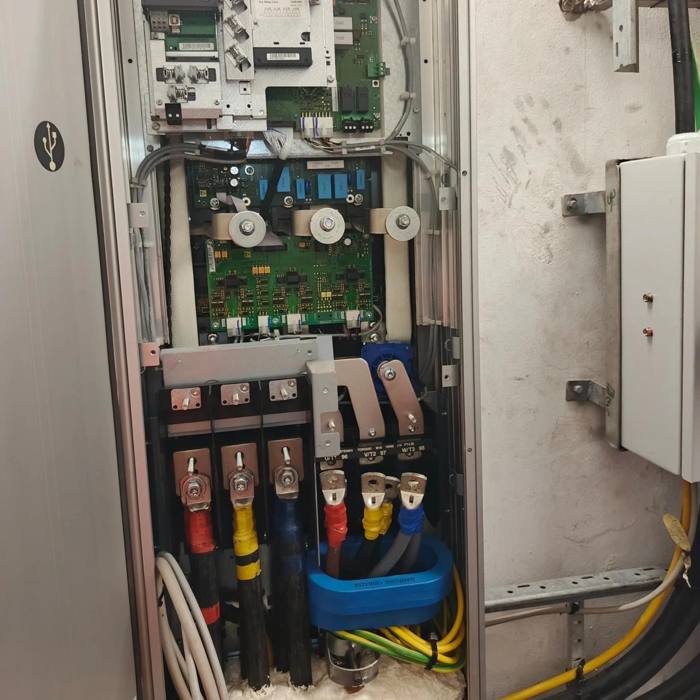 Internal view of a Danfoss drive during repair